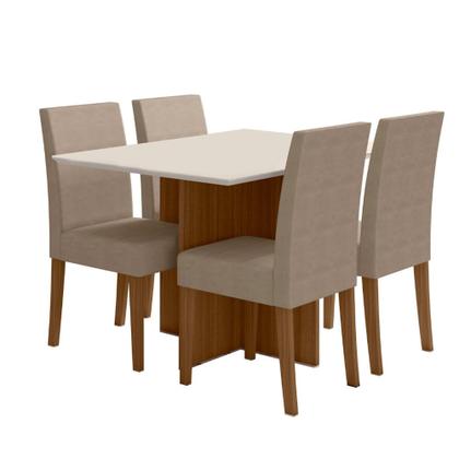 Imagem de Conjunto Sala de Jantar Retangular Mesa Helo 120cm e 04 Cadeiras Josi Poliman Móveis