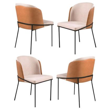 Imagem de Conjunto Sala de Jantar Rubi Cinamono 1,20 M com 4 Cadeiras Aurora em Metal Preto