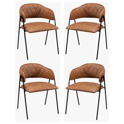 Imagem de Conjunto Sala de Jantar Rubi Cinamono 1,20M com 4 Cadeiras Veneza no Couro Caramelo