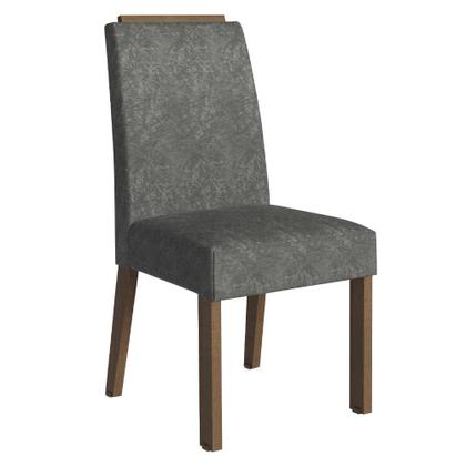 Imagem de Conjunto Sala de Jantar Tampo de Madeira 4 Cadeiras Rustic/Cinza/Silver Aspen Madesa