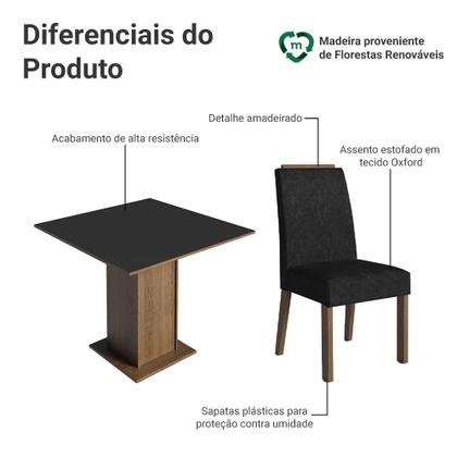 Imagem de Conjunto Sala de Jantar Tampo de Madeira 4 Cadeiras Rustic/Preto/Oxford Aspen Madesa