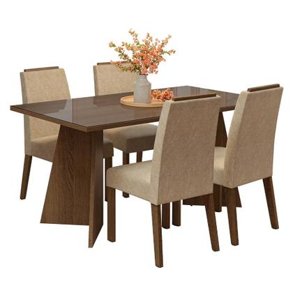 Imagem de Conjunto Sala de Jantar Tampo de Vidro 4 Cadeiras Braga Madesa