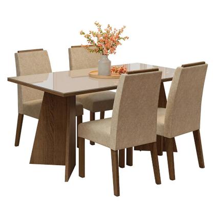 Imagem de Conjunto Sala de Jantar Tampo de Vidro 4 Cadeiras Braga Madesa