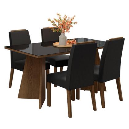 Imagem de Conjunto Sala de Jantar Tampo de Vidro 4 Cadeiras Braga Madesa