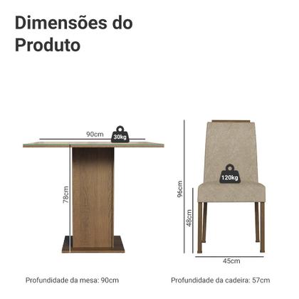 Imagem de Conjunto Sala de Jantar Tampo de Vidro 4 Cadeiras Sines Madesa