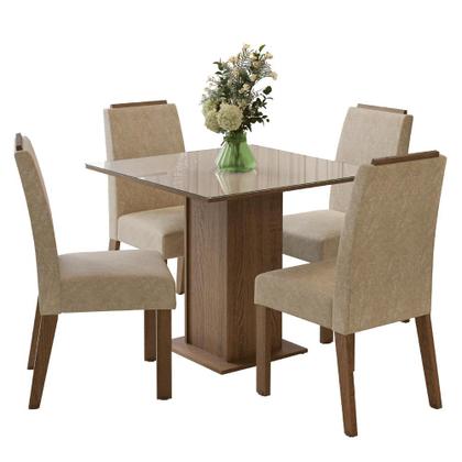 Imagem de Conjunto Sala de Jantar Tampo de Vidro 4 Cadeiras Sines Madesa