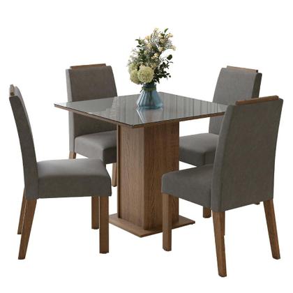 Imagem de Conjunto Sala de Jantar Tampo de Vidro 4 Cadeiras Sines Madesa