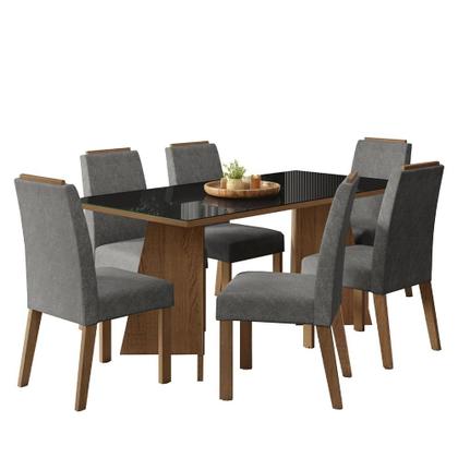Imagem de Conjunto Sala de Jantar Tampo de Vidro 6 Cadeiras Amalfi Madesa