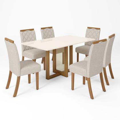 Conjunto Sala de Jantar Tampo MDF 6 Cadeiras Marie - Espresso Móveis Imagem de Conjunto Sala de Jantar Tampo MDF 6 Cadeiras Marie