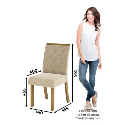 Imagem de Conjunto Sala de Jantar Tampo MDF Canto Reto com Vidro 160 Cm 6 Cadeiras Indy Henn