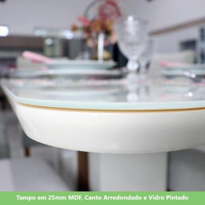 Imagem de Conjunto Sala De Jantar Tampo Mdf Com Vidro Canto Arredondado 160 Cm 06 Cadeiras Lupita Casa 812 Nature Com Off White E Linho