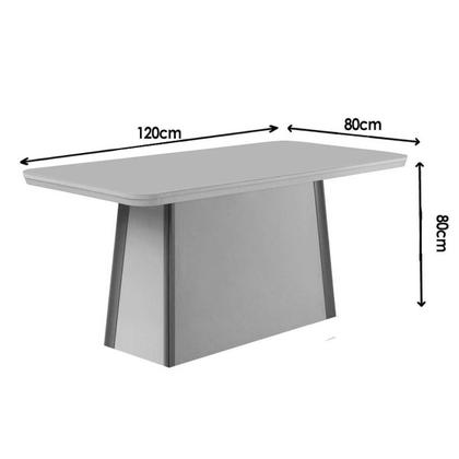 Imagem de Conjunto Sala de Jantar Tilia c/ Tampo Madeirado c/ Vidro Canto Curvo 120x80cm e 4 Cadeiras Dakota Madeira Maciça Naturale/Off White - Capuccino/Suede