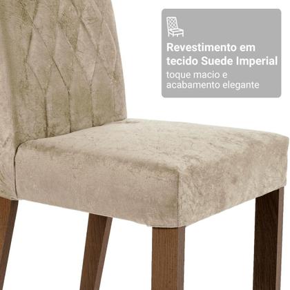 Imagem de Conjunto Sala de Jantar Vanilla Mesa Tampo de Vidro 4 Cadeiras Rustic/Crema/Suede Imperial Madesa