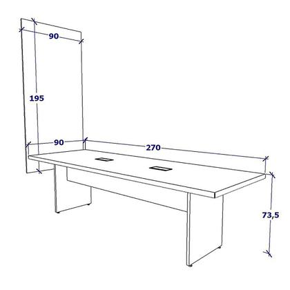 Conjunto Sala de Reunião Mesa 2,70m Painel para TV NG F5 - F5 Office G Imagem de Conjunto Sala de Reunião Mesa 2,70m Painel para TV NG F5