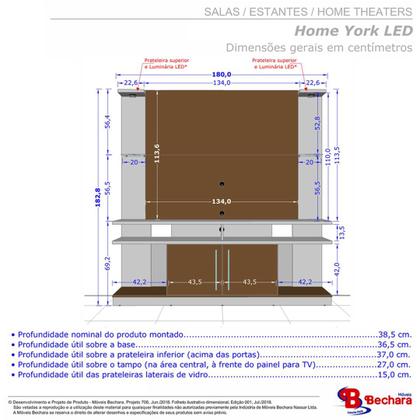 Imagem de Conjunto Sala Home York Led TV 55 Pol. Buffet Opala