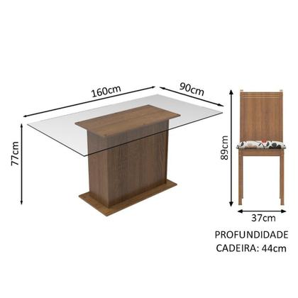 Imagem de Conjunto Sala Jantar Gales Madesa Mesa Tampo Vidro 6 Cadeira