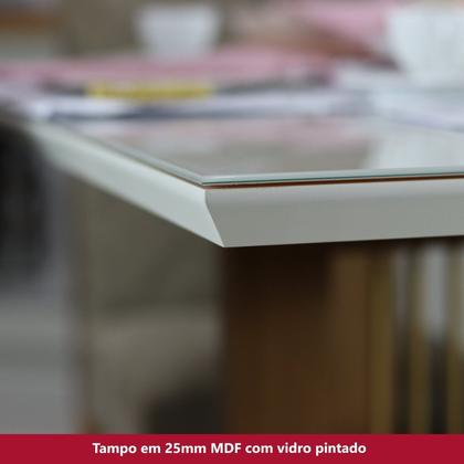 Imagem de Conjunto Sala Jantar Mesa Lins 120cm Canto Reto com Vidro + 4 Cadeiras Milla
