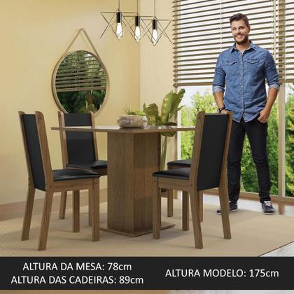 Imagem de Conjunto Sala Jantar Mesa Vidro 4 Cadeiras Rustic/Crema