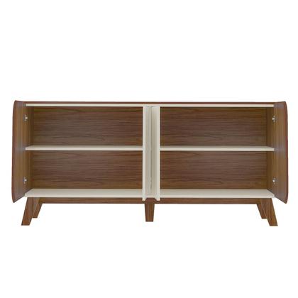 Imagem de Conjunto Sala Rack c/ Painel p/ TV até 86", Buffet Aparador 4 Portas Cedro/Off White Elegance - Artely