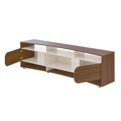 Imagem de Conjunto Sala Rack c/ Painel p/ TV até 86", Buffet Aparador 4 Portas Cedro/Off White Elegance - Artely