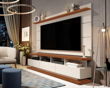 Imagem de Conjunto Sala Rack com Painel para TV até 72" 3 Gavetas Vivare New Giga Moveis