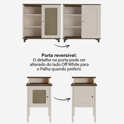 Imagem de Conjunto Sala Rack p/ TV até 75", Buffet Aparador 1 Porta, mesa de Apoio Charlotte Pinho/Off White - Artely