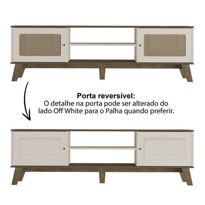 Imagem de Conjunto Sala Rack p/ TV até 75", Buffet Aparador 1 Porta, mesa de Apoio Charlotte Pinho/Off White - Artely