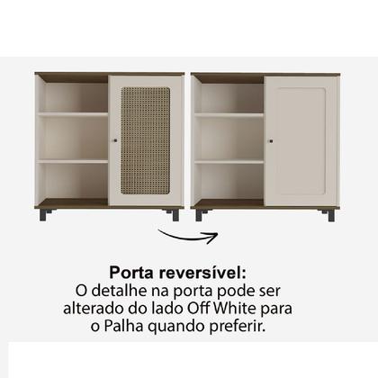Imagem de Conjunto Sala Rack p/ TV até 75" com 2 portas, Buffet Aparador 1 Porta Pinho/Off White Charlotte - Artely