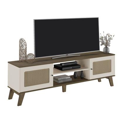 Imagem de Conjunto Sala Rack p/ TV até 75" com 2 portas, Buffet Aparador 1 Porta Pinho/Off White Charlotte - Artely