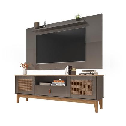 Imagem de Conjunto Sala Rack Painel Esmeralda com Pés Madeira Maciça