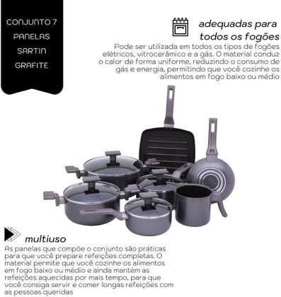 Imagem de Conjunto Sartin Cook 5 Pcs Ceramico Grafite