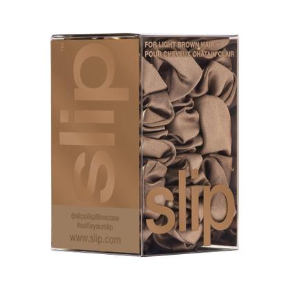 Imagem de Conjunto Scrunchie Slip Back to Basics marrom claro 100% seda