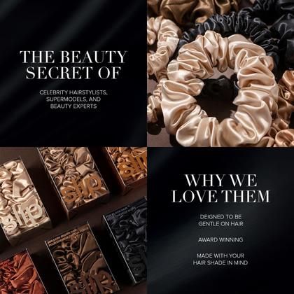 Imagem de Conjunto Scrunchie Slip Back to Basics marrom claro 100% seda