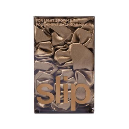 Imagem de Conjunto Scrunchie Slip Back to Basics marrom claro 100% seda