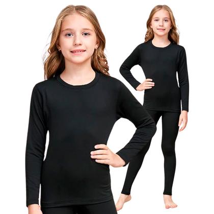 Imagem de Conjunto Segunda Pele Flanelado Kit Blusa + Calça Infantil Criança Menina Menino