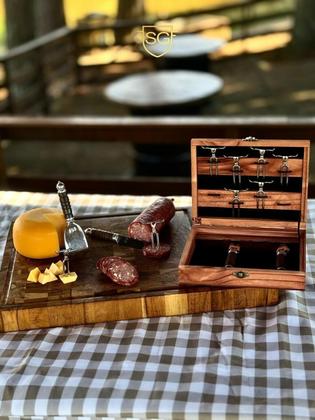 Imagem de Conjunto SG Formaggio Inox com Caixa de Madeira