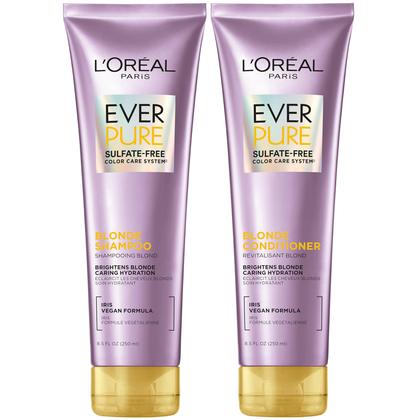 Imagem de Conjunto Shampoo e Condicionador L/Oreal Paris EverPure Blonde - sem sulfato - para cabelos loiros - 8,5oz (2 unidades)