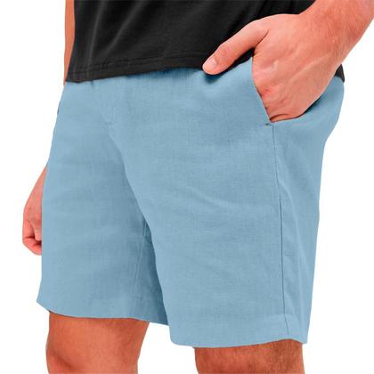Imagem de Conjunto Short de Linho Masculino + Boné Liso Estilo Casual Básico Ideal Para o Dia a Dia