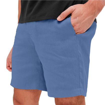 Imagem de Conjunto Short de Linho Masculino + Boné Liso Estilo Casual Básico Ideal Para o Dia a Dia
