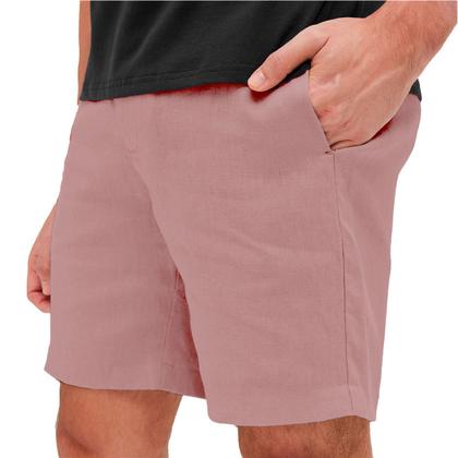 Imagem de Conjunto Short de Linho Masculino + Boné Liso Estilo Casual Básico Ideal Para o Dia a Dia