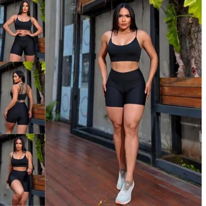 Imagem de Conjunto Short e top Academia Feminino Fitness para treino Esporte