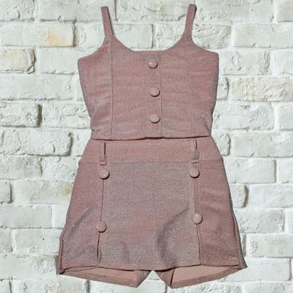 Imagem de Conjunto Short Saia Cropped Menina Roupa Festa Lurex