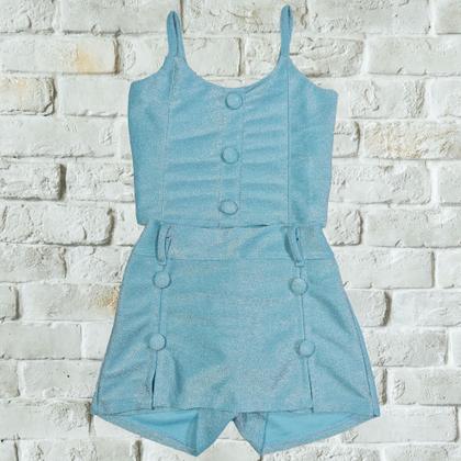 Imagem de Conjunto Short Saia Cropped Menina Roupa Festa Lurex