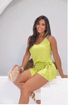 Imagem de Conjunto short saia e blusinha de alça regulável em suede lindo confortável e elegante