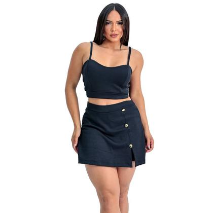 Imagem de Conjunto Short Saia feminino Alfaiataria com bojo em 3 cores