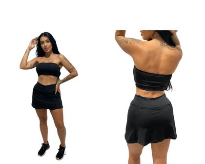 Imagem de conjunto short saia+ top faixa sem bojo feminino fitness