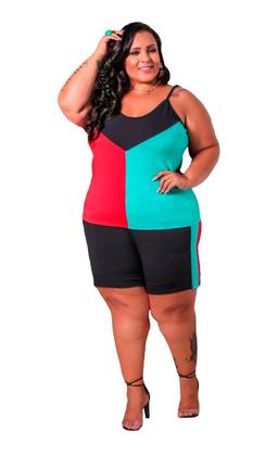 Imagem de Conjunto Shorts e Blusa Regata Alcinha Colors Bicolor Plus