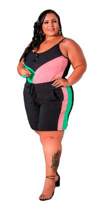 Imagem de Conjunto Shorts e Blusa Regata Alcinha Colors Bicolor Plus