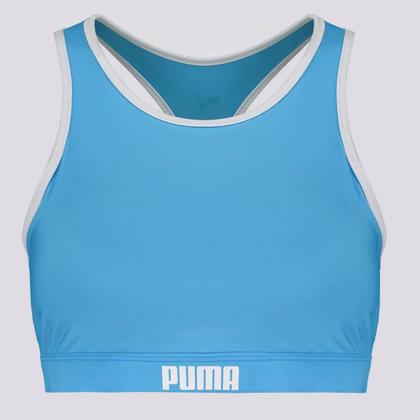 Imagem de Conjunto Shorts Hotpants e Top Puma Gym Feminino Azul e Branco
