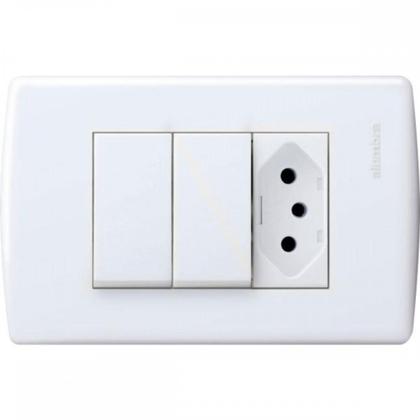 Imagem de Conjunto Siena 4X2 Branco Com Placa (1Simples+1Paralelo+1Tomada) 6087